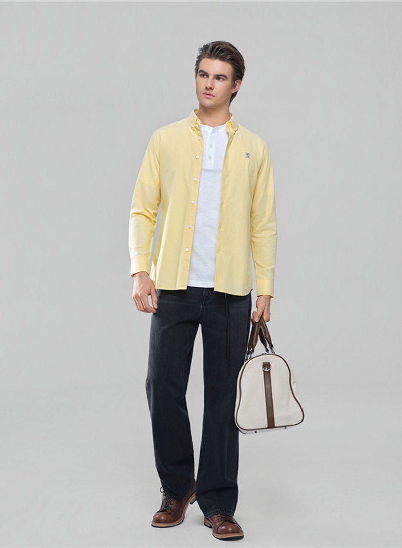 GIORDANO Men’s Cotton Slim Oxford Shirt with Embroidery - Image 2